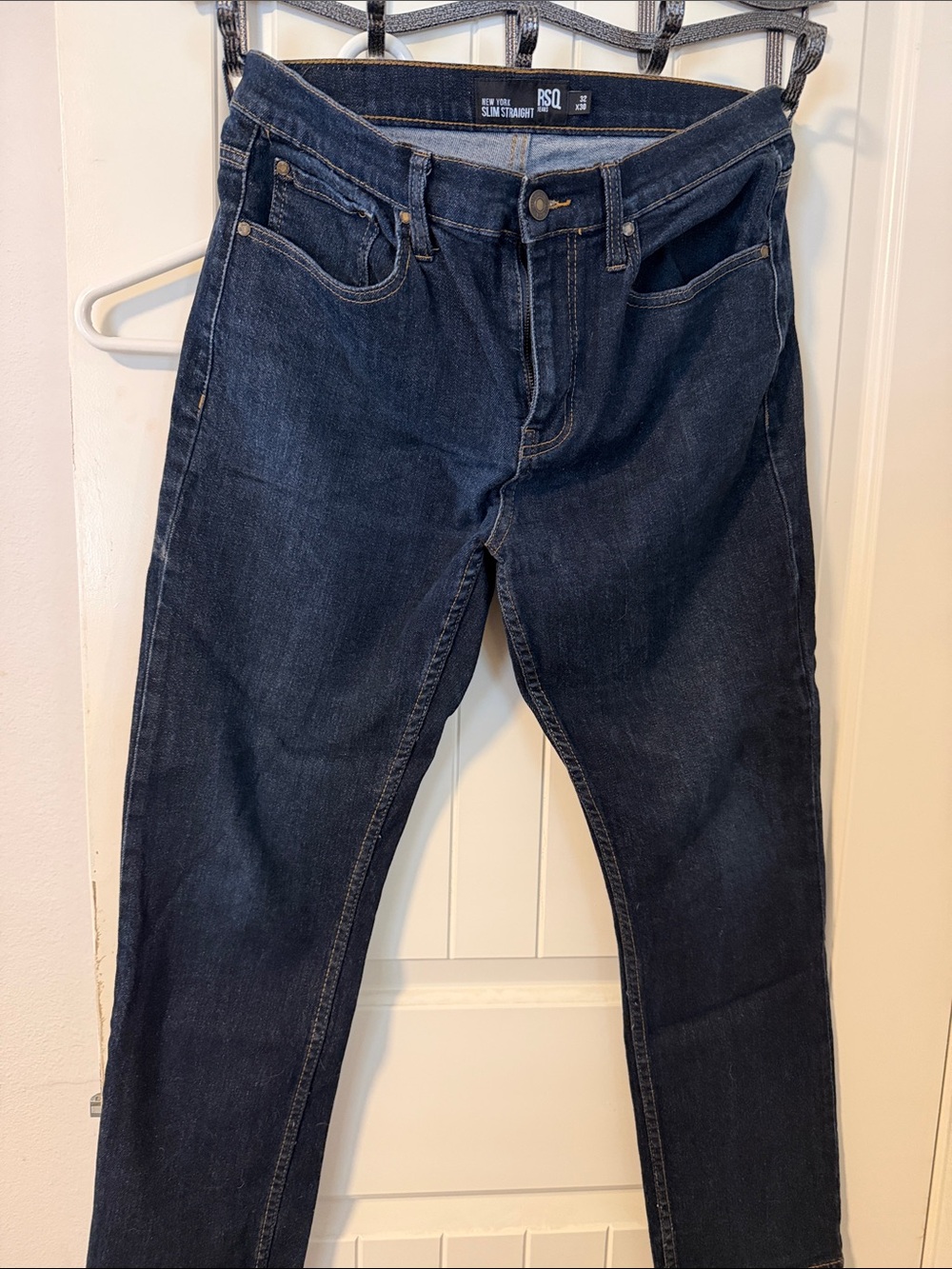 RSQ Men’s Slim Straight Jeans in Dark Blue Denim